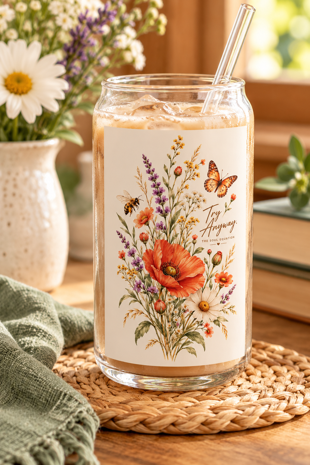 Wildflower Bouquet Sipper Glass | 16oz