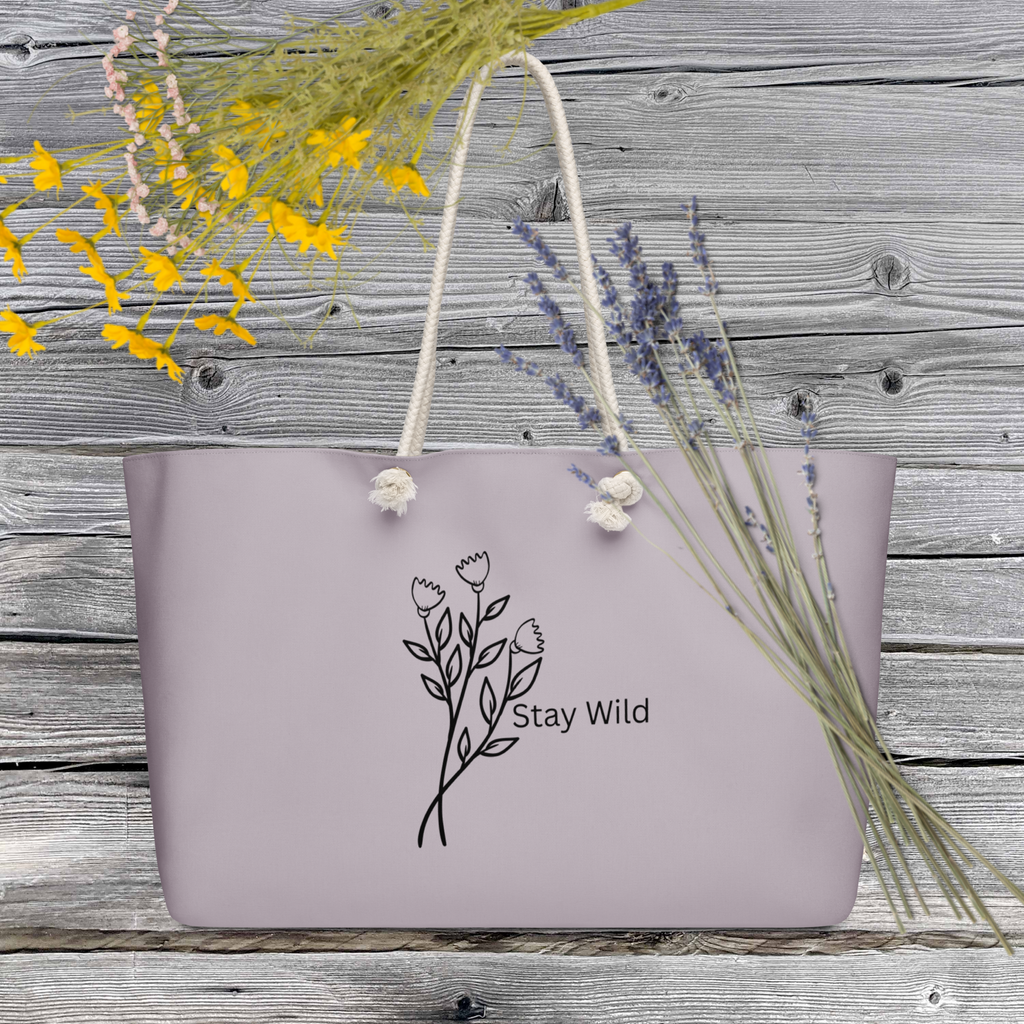 Stay Wild Oversized Canvas Tote Bag – Minimalist Weekend Carryall
