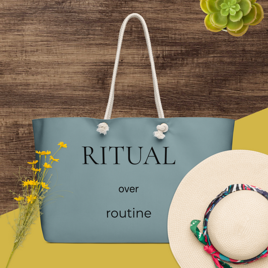 Oversized Canvas Tote Bag – Ritual Over Routine Minimal Design